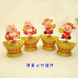 萌趣納福 Q版財神彈簧車載公仔，義烏藍喵電商的樹脂工藝精品
